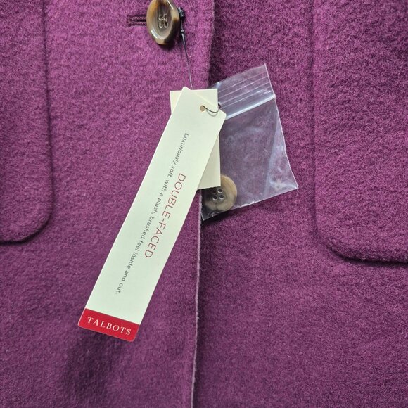Talbots Coat Womens 10 Purple Wool Blend Peacoat Double Faced Reversible Buttons - Picture 9 of 15